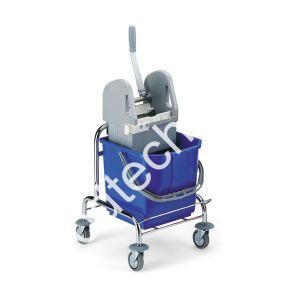 00006023 Тележка одноведерная 15л, хром, отжим Tec, без ручки, серый, синий, ROLL TTS - картинка 1
